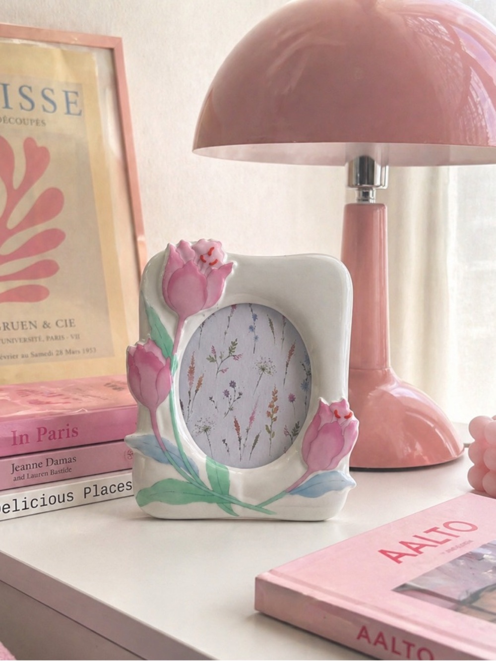 Vintage Ceramic Floral Photo Frame – Made in Japan 🌸 Cottagecore